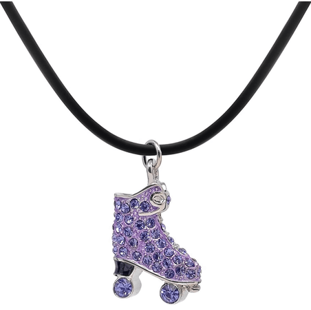 Purple rollerskate necklace