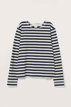 Striped Top - Dark blue/white striped - Ladies | H&M US