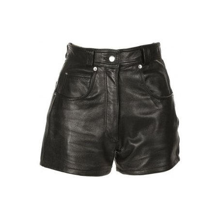 black leather high waisted shorts