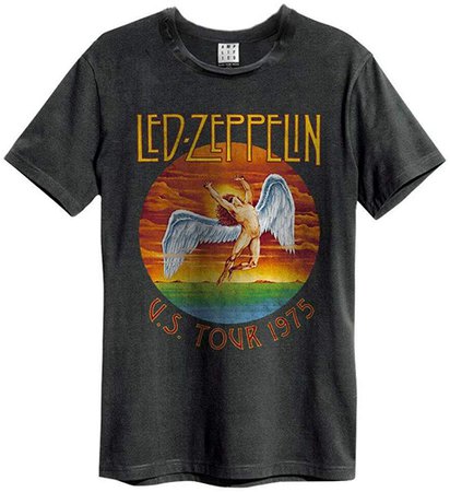 LED Zeppelin 'US Tour 1975' T-Shirt - Amplified Clothing - New & Official!: Amazon.it: Abbigliamento