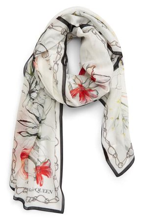 Alexander McQueen Endangered Flower Cotton & Silk Pareo Scarf | Nordstrom