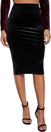 Amazon.com: SOLY HUX Women's High Waist Split Hem Velvet Bodycon Pencil Midi Skirt : Clothing, Shoes & Jewelry