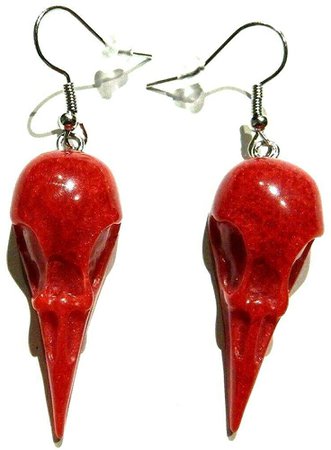 Amazon.com: Lightweight Bird Skull Earrings Blood Red Shimmer Acrylic Raven Crow Head Stainless Steel Ear Hooks Goth: Clothing, Shoes & Jewelry