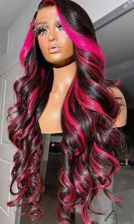 pink and black hair