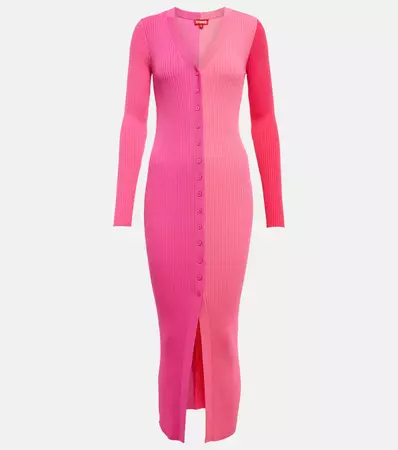 Shoko Ribbed Knit Midi Dress in Pink - Staud | Mytheresa