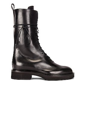 KHAITE Conley Lace Up Combat Boots in Black | FWRD