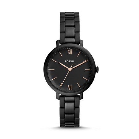 Jacqueline Three-Hand Black Stainless Steel Watch - Fossil