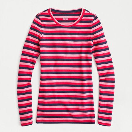 J.Crew: Slim Perfect Long-sleeve T-shirt In Stripes red pink
