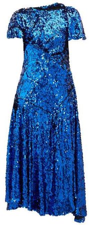 Mia Gathered Sequinned Dress - Womens - Blue