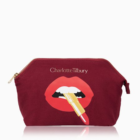 A Luxurious Night Crimson Makeup Bag With Hot Lips 2 Design – Hot Lips 2 | Charlotte Tilbury