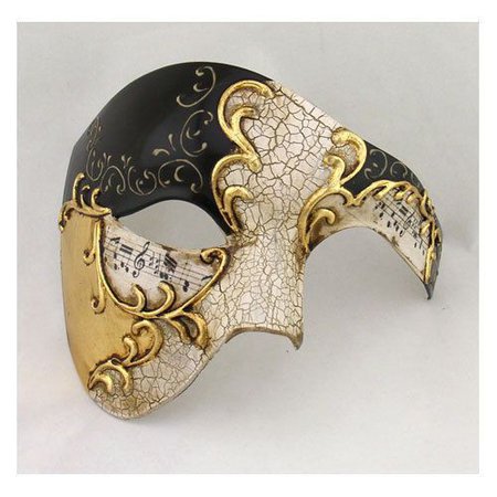 black white and gold mask
