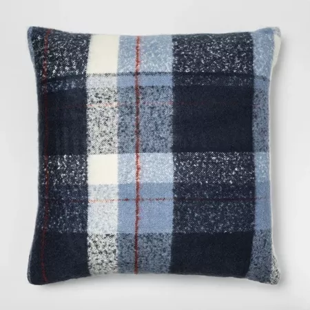 Blue plaid pillow