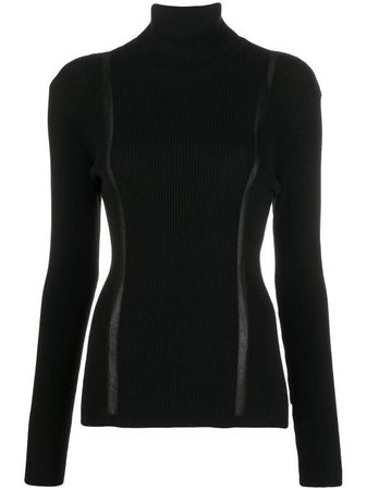Shop black Tom Ford sheer-panel roll-neck knitted top with Express Delivery - Farfetch