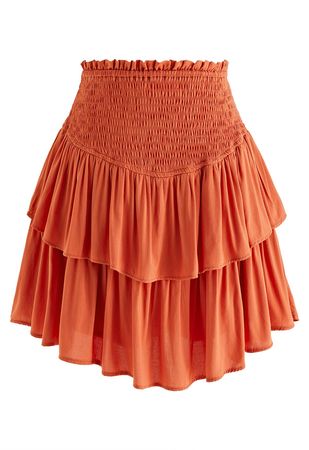Orange ruffle skirt