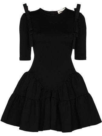 Shop SHUSHU/TONG bow-embellished flared minidress with Express Delivery - FARFETCH