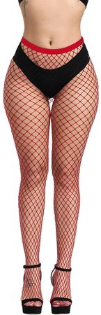 *clipped by @luci-her* WEANMIX Fishnet Stockings Thigh High Stockings Pantyhose High Waist Tights for Women  at Amazon Women’s Clothing store