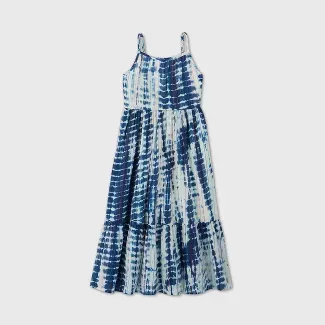 Girls' Tie-Dye Woven Maxi Dress - Cat & Jack™ Navy : Target