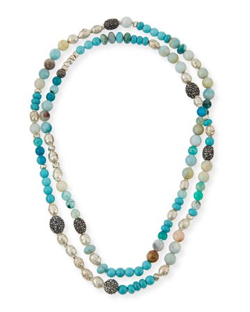 Hipchik 22" Liza Long Beaded Turquoise Necklace