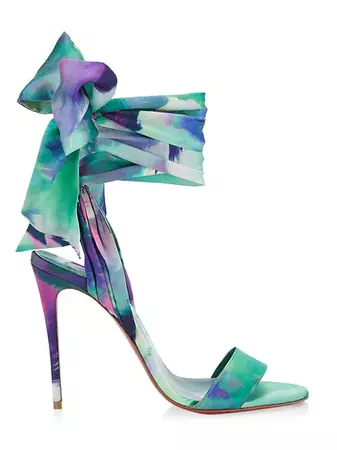 Shop Christian Louboutin Sandale Du Désert 100MM Silk Stiletto Sandals | Saks Fifth Avenue
