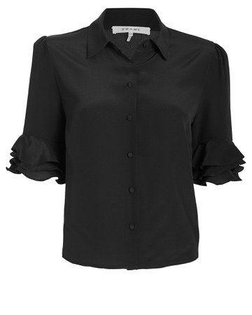 FRAME | Ruffled Sleeve Silk Blouse | INTERMIX®