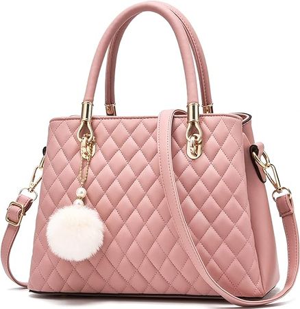 I IHAYNER Womens Leather Handbags Purses Top-handle Totes Satchel Shoulder Bag for Ladies with Pompon White: Handbags: Amazon.com