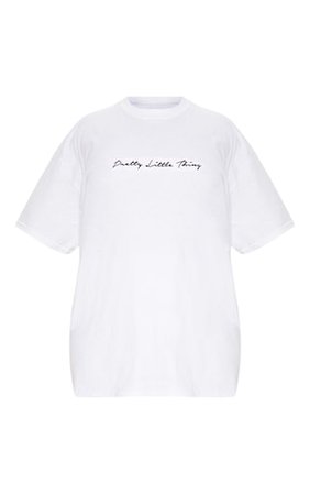 Plus PRETTYLITTLETHING White Slogan T Shirt | PrettyLittleThing USA