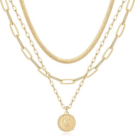 Amazon.com: Hidepoo Gold Coin Pendant Necklaces for Women, 14K Gold Plated Dainty Coin Pedant Medallion Necklace Snake Chain Choker Necklace Gold Coin Necklaces for Women: Clothing, Shoes & Jewelry