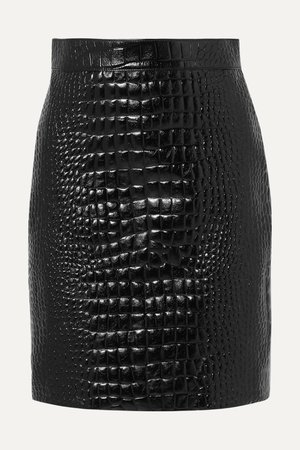 GUCCI, Croc-effect leather mini skirt