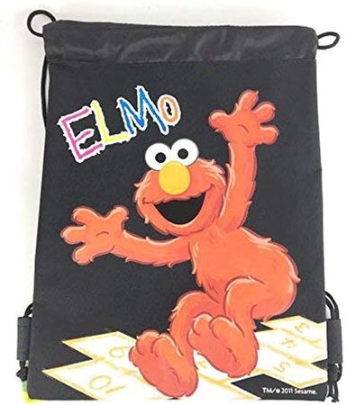 Sesame Street Elmo 10" X 14" Drawstring Backpack Heavy Duty Nylon Tote Bag Color (Baby Blue, Pink) (Black) https://a.co/d/iDrTX8O
