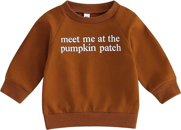 Amazon.com: Engofs Toddler Baby Boy Girl Halloween Outfit Pumpkin Letters Crewneck Sweatshirt Pullover Top Fall Winter Clothes Beige 12-18 Months: Clothing, Shoes & Jewelry