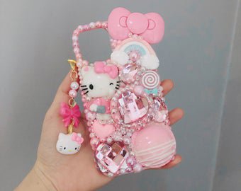 Pink bling Rhinestone cosplay kawaii decoden case for iphone / | Etsy