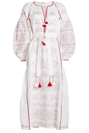 Serena Embroidered Linen Maxi Dress Gr. S