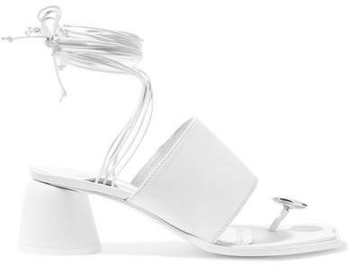Embellished Leather Sandals - White