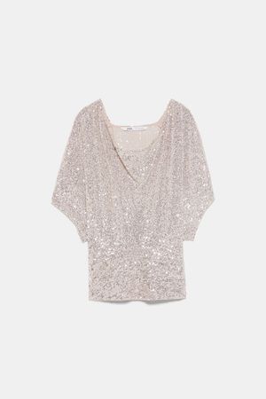 SEQUIN TOP - TOPS-WOMAN | ZARA United States silver