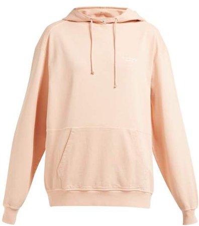 Logo Embroidered Cotton Hooded Sweatshirt - Womens - Pink