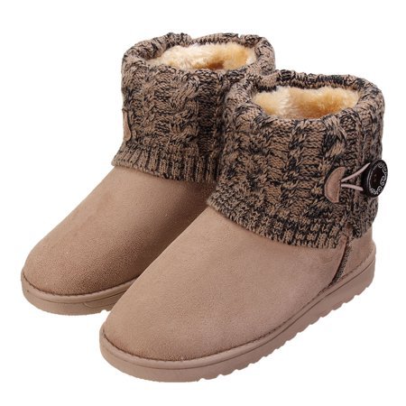 Meigar Winter Warm Women Snow Boots Suede Knit Booties Fur Lined Shoes