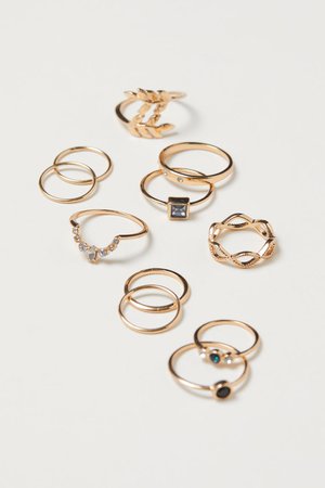 11-pack rings - Gold-coloured - Ladies | H&M GB