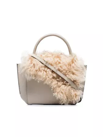Atp Atelier White Montalcino Shearling Embellished Leather Crossbody Bag - Farfetch