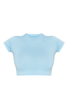 Basic Baby Blue Short Sleeve Crop T Shirt | PrettyLittleThing USA