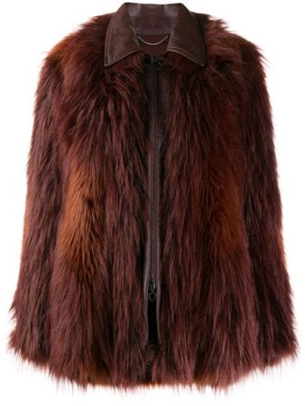 Red Stella McCartney Faux Fur Bomber Jacket | Farfetch.com