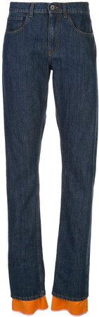 contrasting trim straight-leg jeans