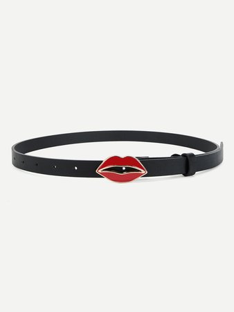 Lip Decorated PU Belt