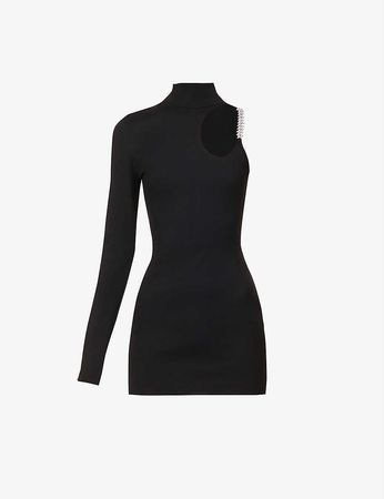 DAVID KOMA - Shoulder-embellished asymmetric stretch-woven mini dress | Selfridges.com