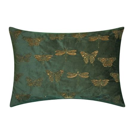 13"x20" Oversize Embroidered Butterflies And Moths Lumbar Throw Pillow Green - Edie@home : Target