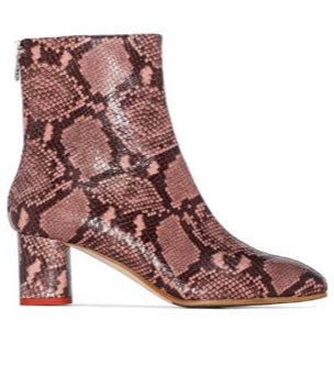 pink leather snake skin booties