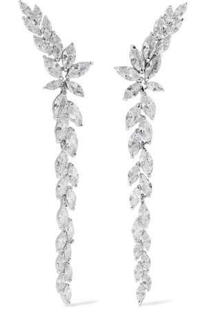 Kenneth Jay Lane | Silver-tone cubic zirconia earrings | NET-A-PORTER.COM