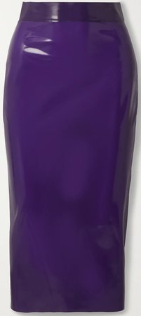 saint laurent plastic purple pencil skirt