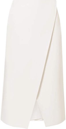 Kari Pleated Twill Wrap Skirt - White