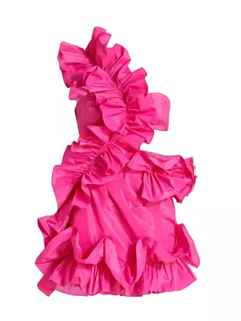 Shop AKNVAS Ruby Ruffled One-Shoulder Minidress | Saks Fifth Avenue