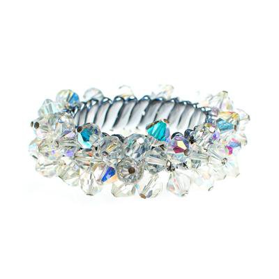Vintage 1950s Aurora Borealis Crystal Bead Cha Cha Expansion Bracelet - Vintage Meet Modern